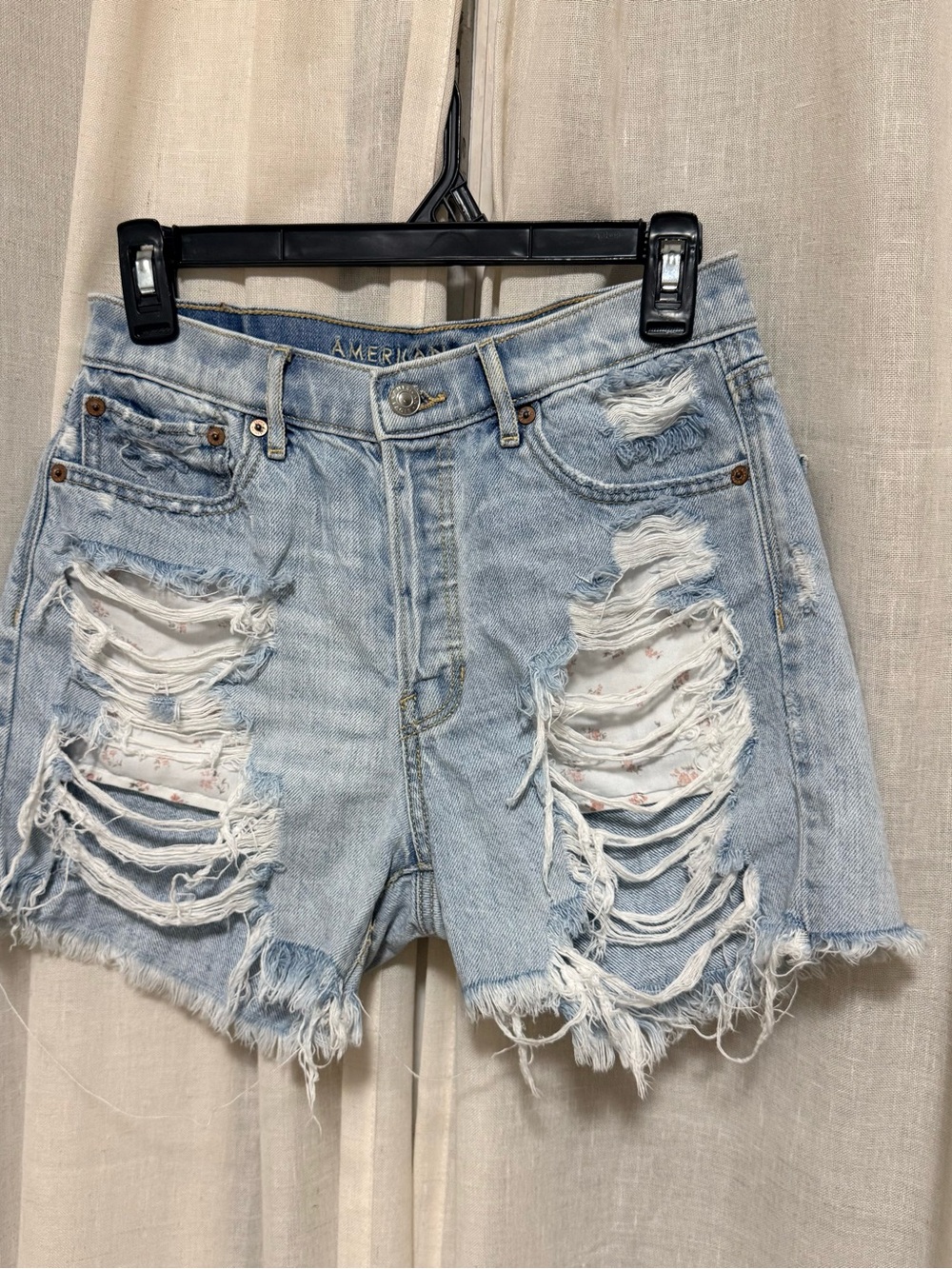 American Eagle Outfitters Light Blue Ripped Denim Cutoff Shorts